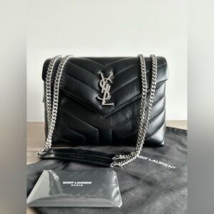 [NEW] SAINT LAURENT Loulou Small YSL Black Shoulder Bag in Quilted Leather